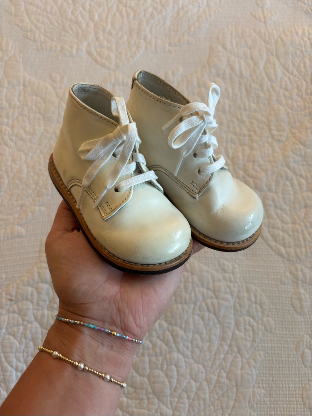 Josmo Cream Lace-Up Baby Walker Boots